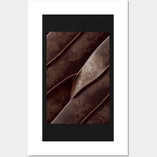 Dark Brown Ornamental Leather Stripes, natural and ecological leather print #73 Posters and Art